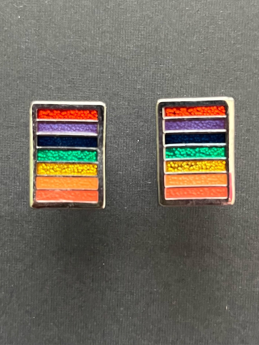 Rainbow Design/Multi-coloured Stripe Cuff Links